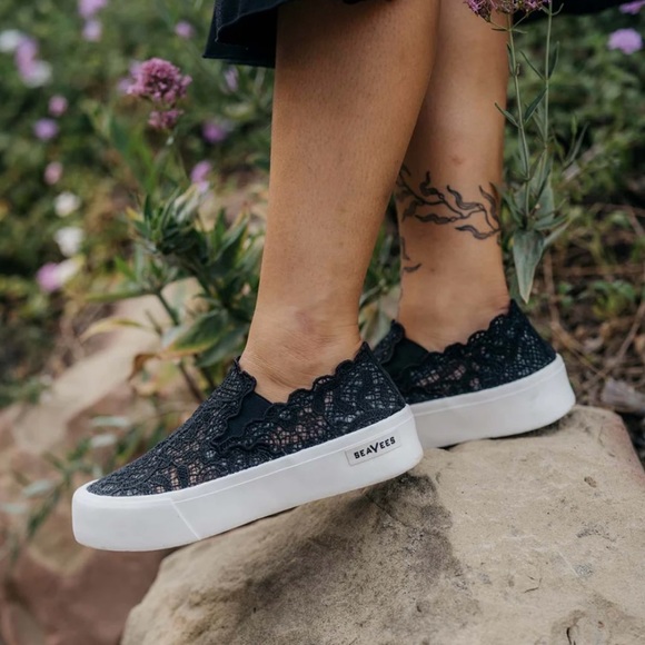 SeaVees Baja Platform Lace Slip on Sneakers Black 8.5 - Picture 6 of 9